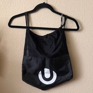 Ultra Japan Black Drawstring Mesh Tote with White Logo